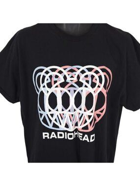 Radiohead T Shirt Mens Size XL Black Dizzy Glitch Logo Band Tee